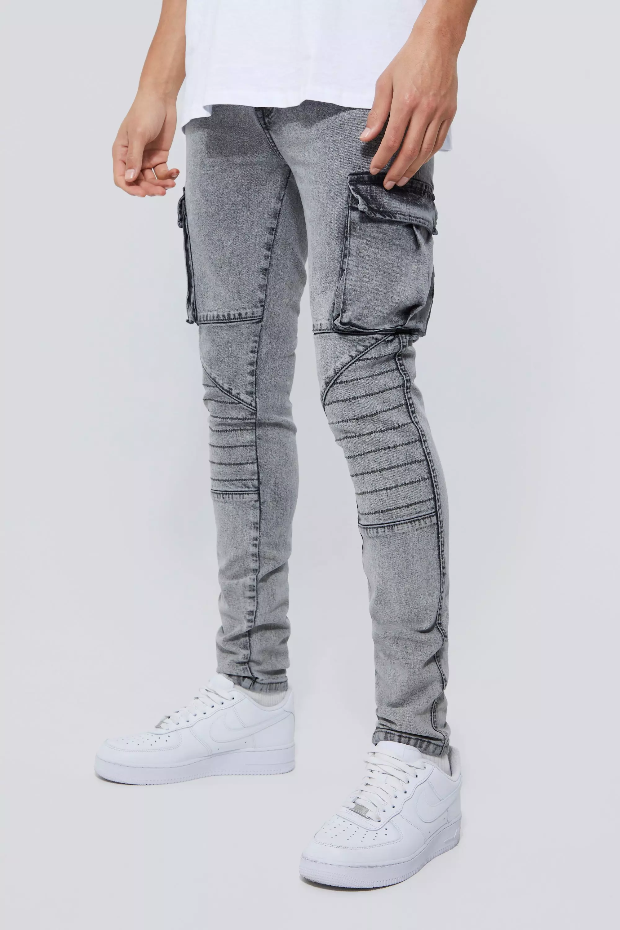 Grey moto jeans on sale mens